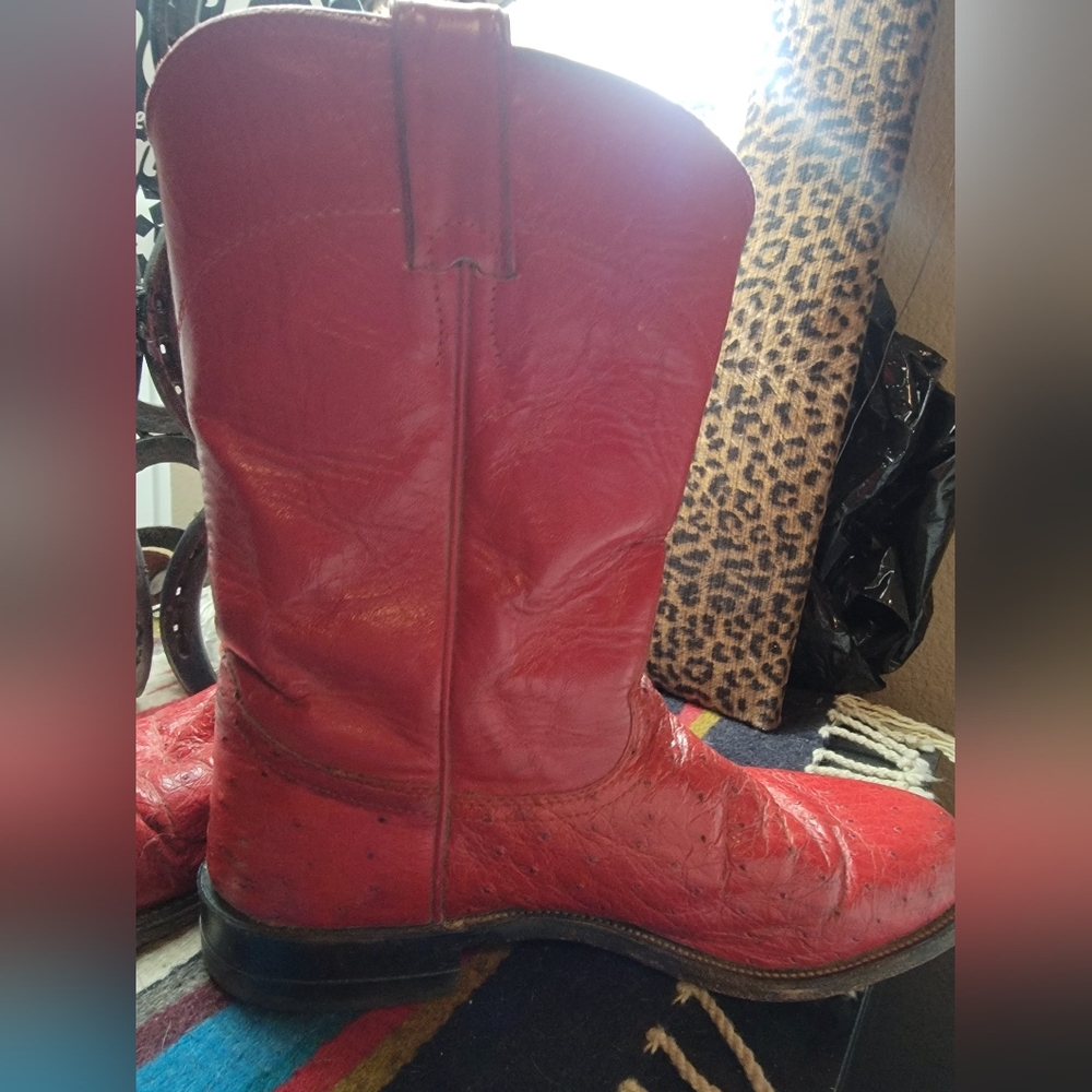 Justin Boots Red Leather Cowboy Boots